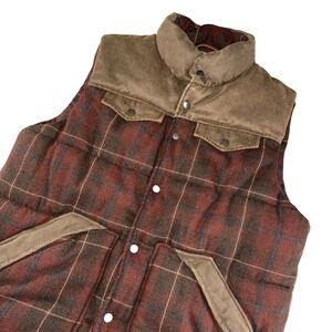 RedHead Vest Mens Large Brown Plaid Quilted Snap Pockets‎ Hunting Hiking